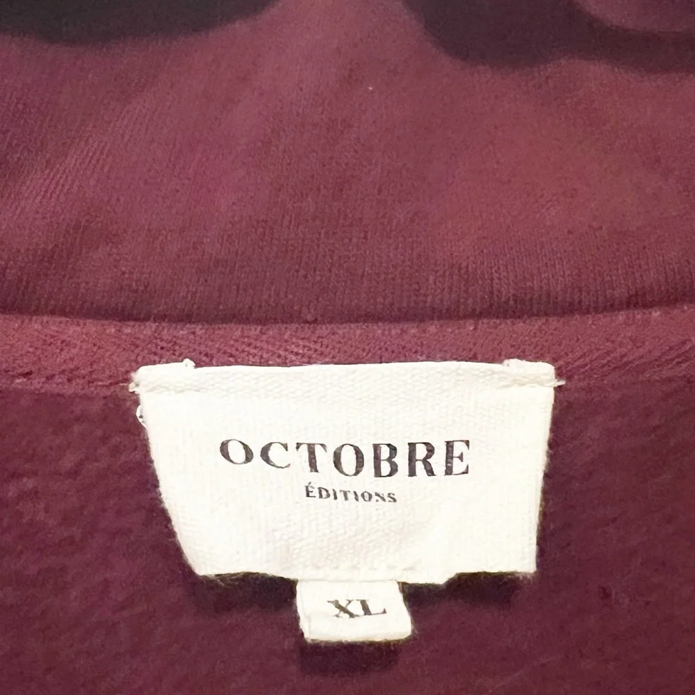 Octobre Editions Sezane Men’s Nichols Burgundy Exposed Quarter Zip Sweatshirt - Picture 8 of 11